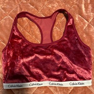 Red velvet Calvin Klein sports bra. Barley used!